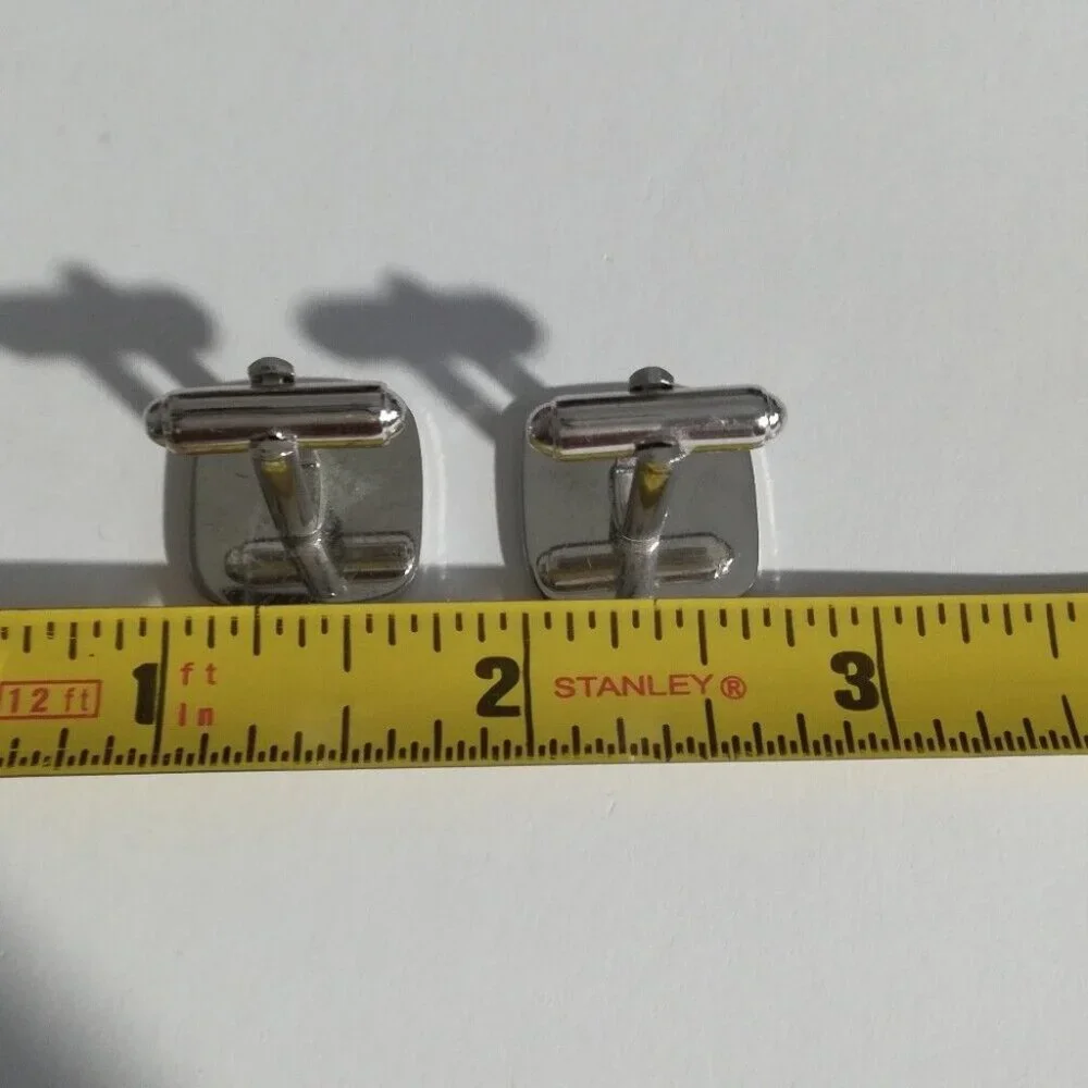 * Unbranded Silver Tone Minimalist Textured Geometric Cufflinks